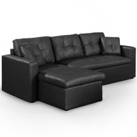 CANAPE - SOFA - BANQUETTE Canapé Angle convertible Noir NEW TOLEDO