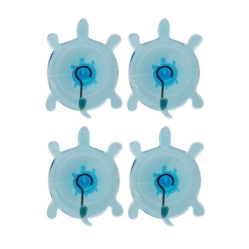 Lot de 4 crochets ventouses pour salle de bain Tortues Bleu Pour accrocher vos serviettes