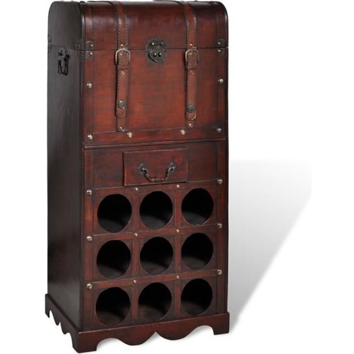 etagere de rangement en bois pour 9 bouteilles