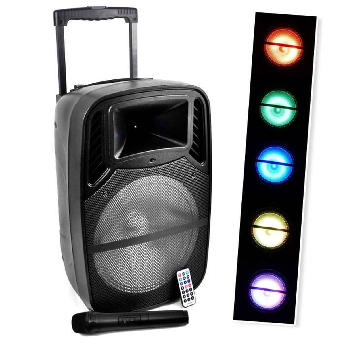 Enceinte 500W BROZY MyDJ à LED RVB Mobile batterie Enceinte 500W BROZY MyDJ à LED RVB Mobile batterie