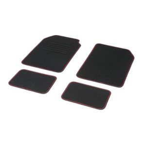 DBS Jeu de 4 Tapis Moquette Aiguilletée 550 gr/m2 Noir avec Ganse Noir et Rouge
