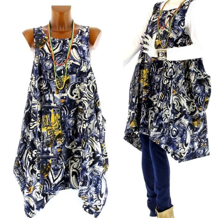 Robe Tunique Ethnique + Collier POP Femme,Nouvelle Collection