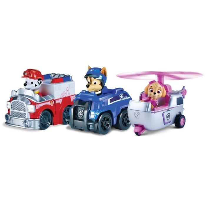 Pack 3 Voitures Pat' Patrouille - Chase, Marcus, Stella - Véhicules à Friction Pour Enfants Dès 3 Ans