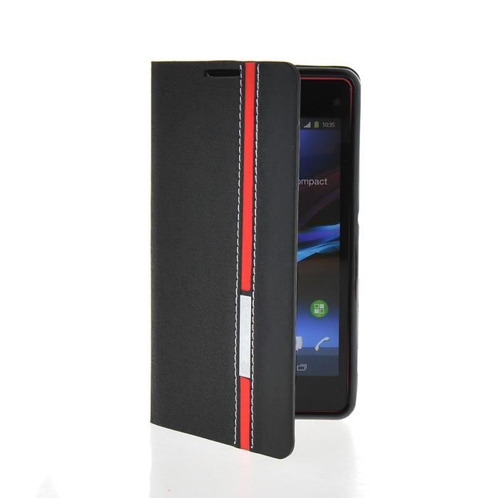Étui à rabat Coque en Case pour Sony Xperia Z1 Compact ( Mini ) Noir