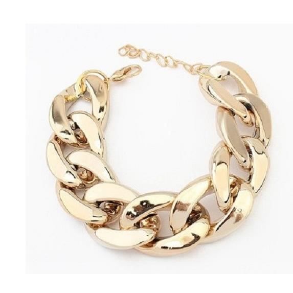 BRACELET GOURMETTE GROSSE MAILLE OR FANTAISIE