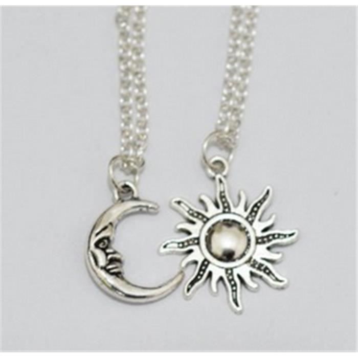 bijoux, colliers damitié bff de soleil et de la lune