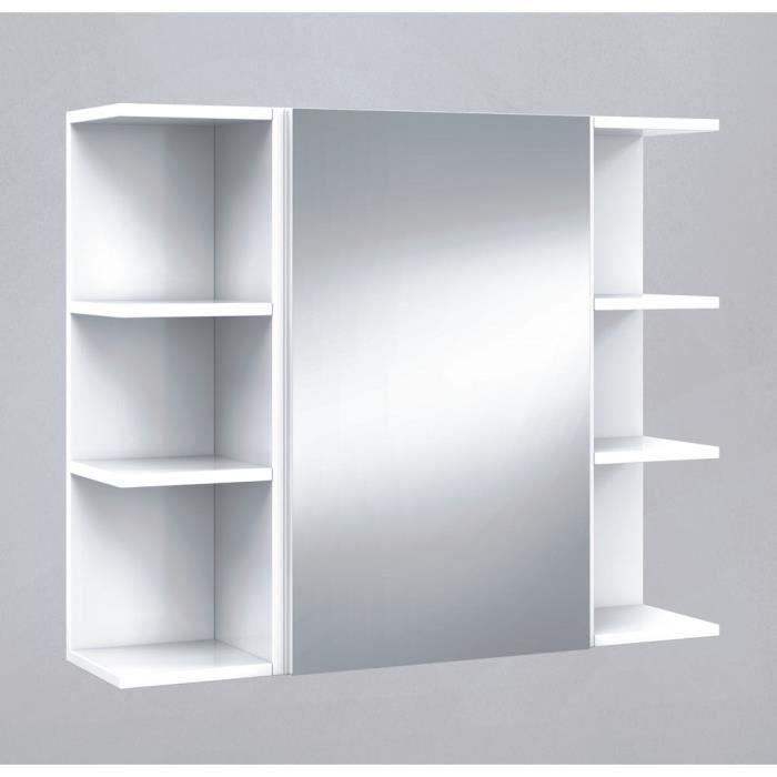 Armoire Murale Salle De Bain Avec Miroir - 34 X 15 X 53 Cm | Rangement 2 étages, Design Suspendu, Blanc, MDF