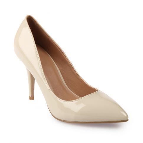 Escarpin verni beige