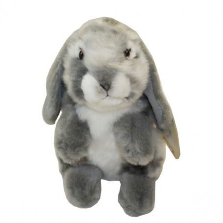peluche lapin gris et blanc