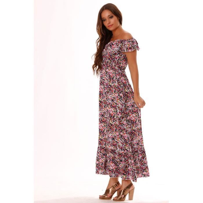 Miss Wear Line Robe longue à petites fleurs rouge Rouge Achat