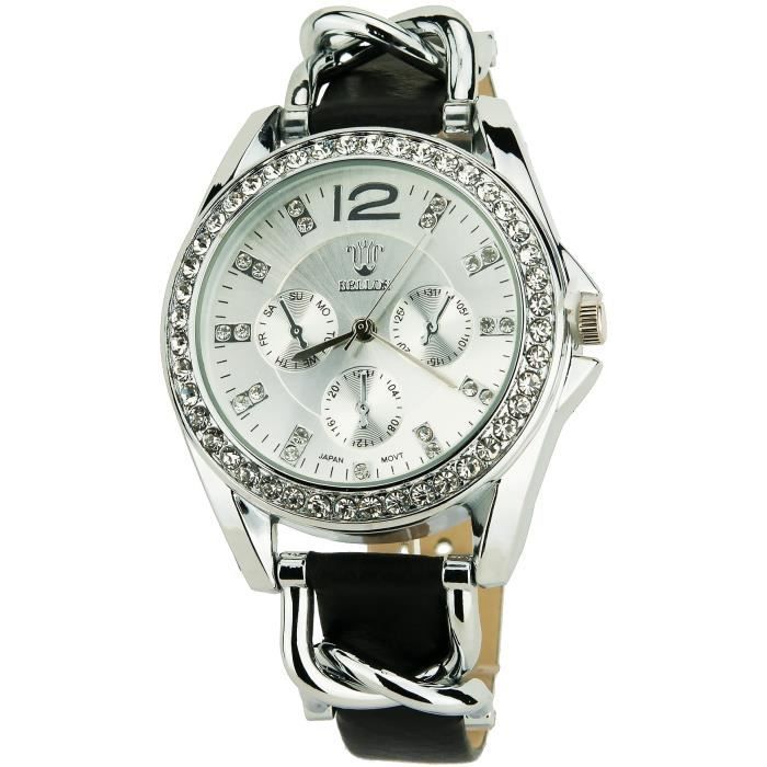 Montre Femme Citron à Strass - Cadran Blanc, Boîtier Doré, Bracelet Vert - Quartz, Pile Incluse (Occasion)