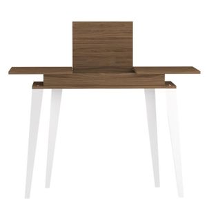 PRISM Console scandinave mélaminée décor noyer et blanc mat - L 118 cm