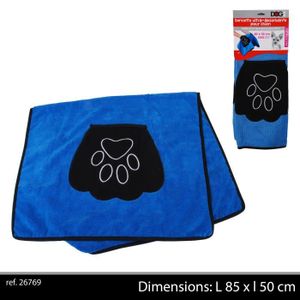 DOGI Serviette de toilette ultra absorbante 85x50 cm - Bleu - Pour chien