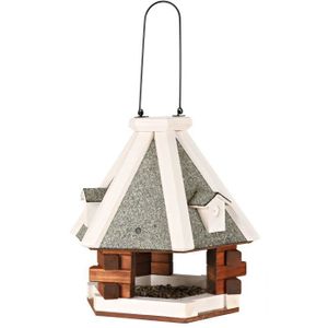 NATURA Mangeoire oiseaux suspendue ? 36 × 35 cm marron blanc