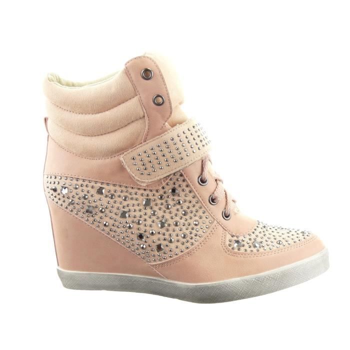 chaussure compensee rose poudré