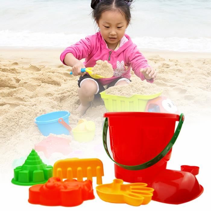 Set De 6 Jouets De Plage Pour Enfants - Seau Pliable, Pelles, Râteau, Tamis - Parfait Pour Sable, Plage, Activités Extérieures