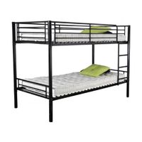 SOMMIER ET MATELAS  LEO Lit superposé 90/190 cm Noir