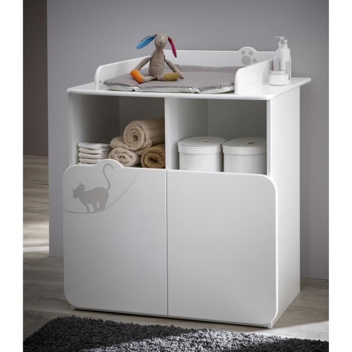 commode table a langer bebe kitty blanc