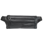  Sac banane plate en cuir noir
