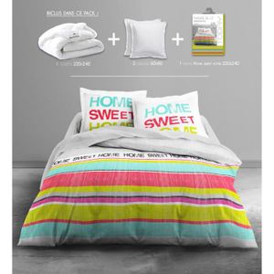 TODAY Pack Linge de lit adulte HSH : 1 couette 220x240cm + 2 oreillers 60x60cm + 1 Parure de couette Only (1 housse + 2 taies)