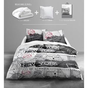 TODAY Pack Linge de lit adulte GOOD IDEA : 1 couette 220x240cm + 2 oreillers 60x60cm + 1 Parure de couette Only (1 housse+ 2 taies)