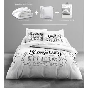 TODAY Pack Linge de lit adulte SIMPLICITY : 1 couette 220x240+2 oreillers 60x60 + 1 Parure de couette Only (1 housse + 2 taies)