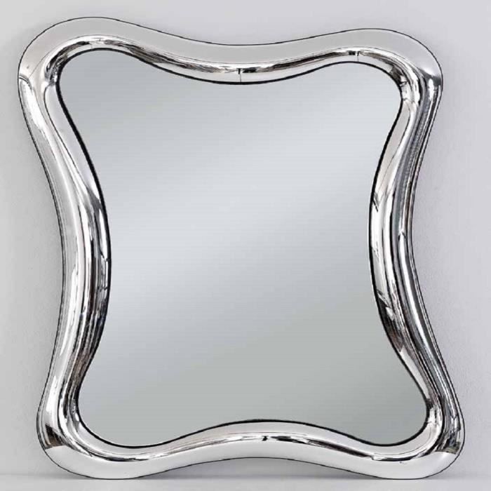 Miroir avec cadre rectangulaire couleur argent, style ...