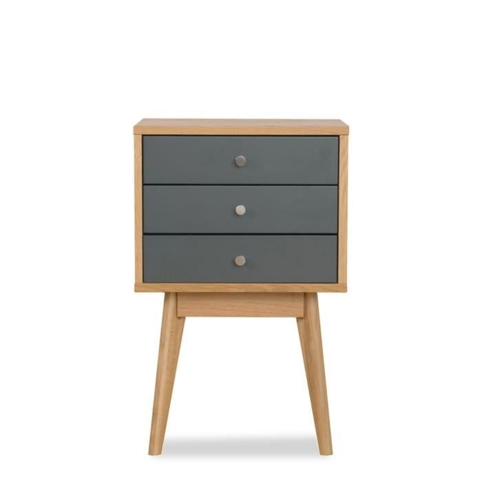 Meuble de rangement design scandinave 3 tiroirs Skoll Couleur Gris