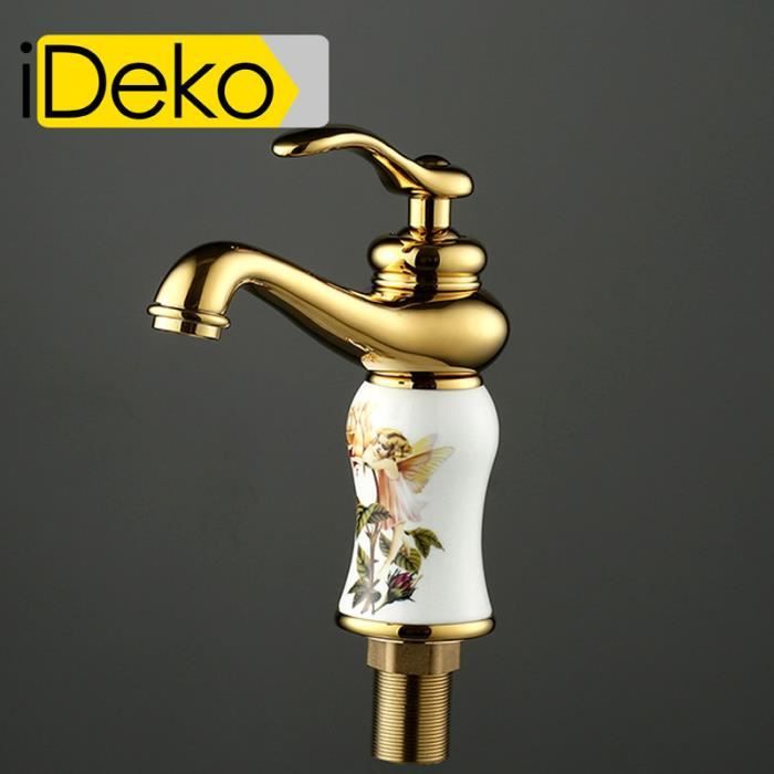 iDeko&reg;Robinet Mitigeur lavabo imp&eacute;rial r&eacute;tro vintage ? Blanc Elfe