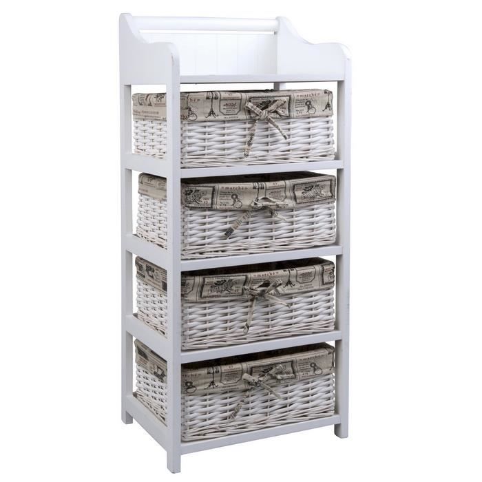 commode blanche en rotin