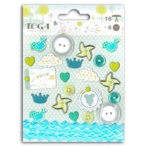 TOGA Lot de 16 embellissements Bout'chou - bleu
