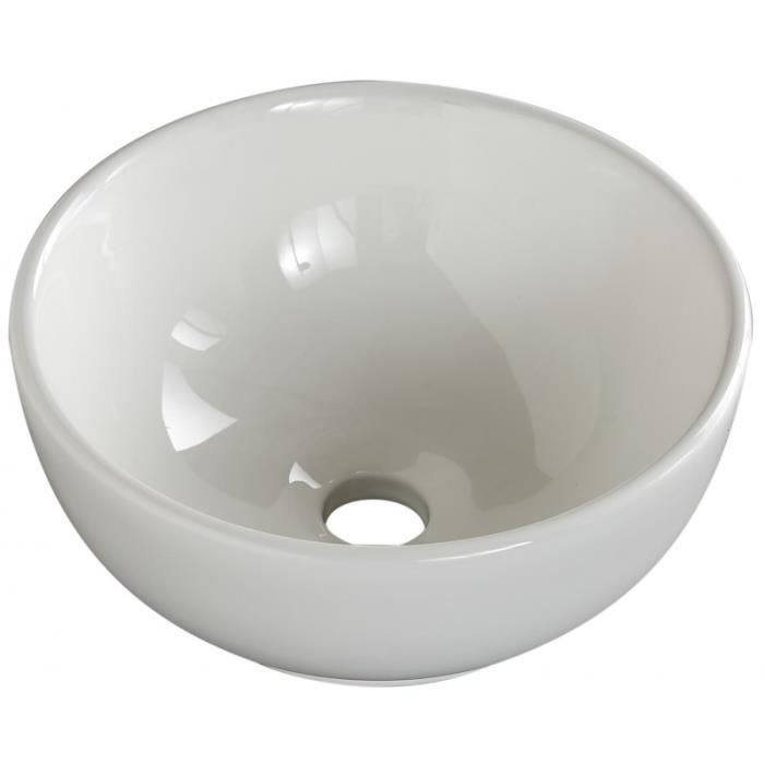 Vasque à poser en forme de bol et céramique blanc Achat / Vente