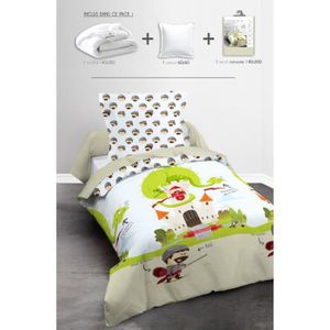 TODAY Pack Linge de lit enfant CHEVALIER: 1 couette 140x200cm + 1 oreiller 60x60cm + 1 Parure de couette Happy (1 housse + 1 taie)