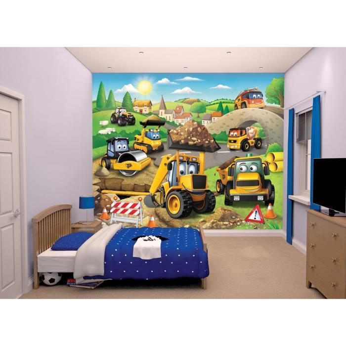 Jcb fresque murale tracteur 2,45x3,00 m pour enfant achat ... Idées Tracteur Literie
