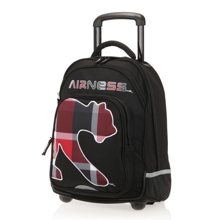 AIRNESS Sac à dos roulettes Noir et rouge Achat / Vente sac à dos