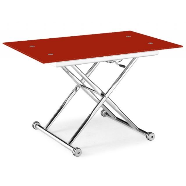 table basse transformable rouge