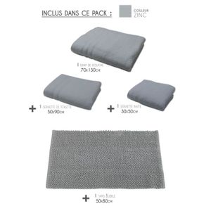 TODAY Pack Salle de bain lot d'éponges zinc