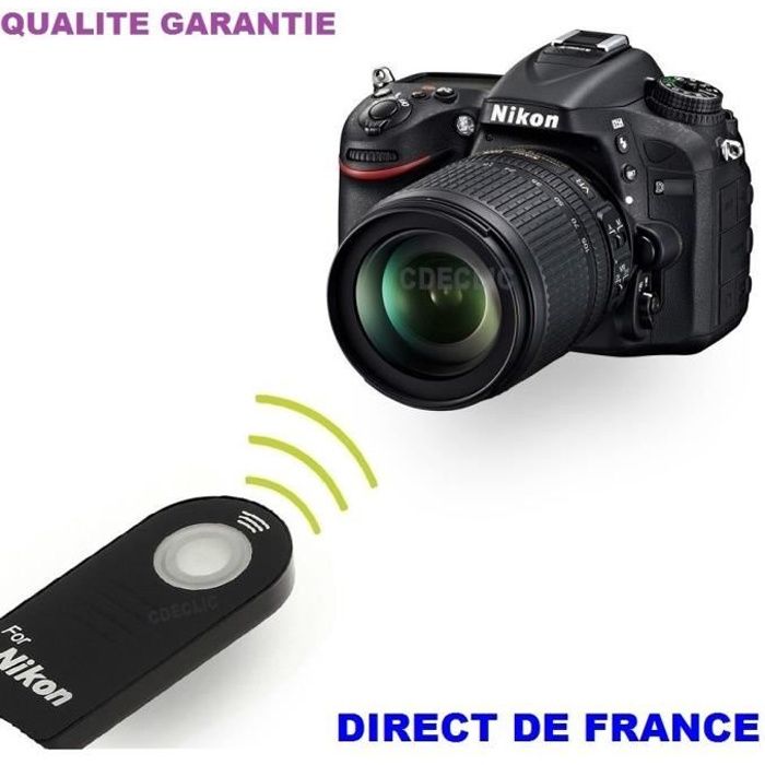 Télécommande infrarougeCompatible NIKON Fonctionne avec une pile CR