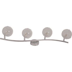 NOE Spot Plafonnier 4 lumi?res chromées avec verre filament métallique extérieur l70cm ? ampoule 4xg9 25W incluses