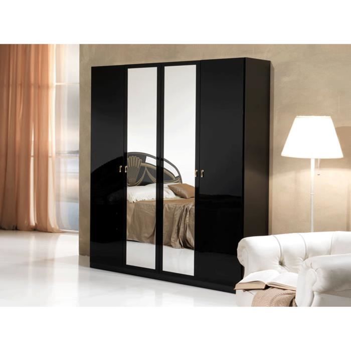 Milano Armoire 4 portes laquée Noire Achat / Vente armoire de chambre Milano Armoire 4