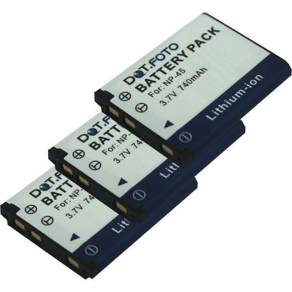 3 x Dot.Foto Batterie de qualité pour Fujifilm NP45, NP45a, NP45s