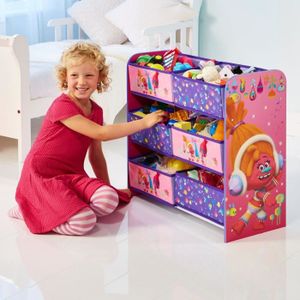 TROLLS Meuble de Rangement Jouets Enfant 6 bacs