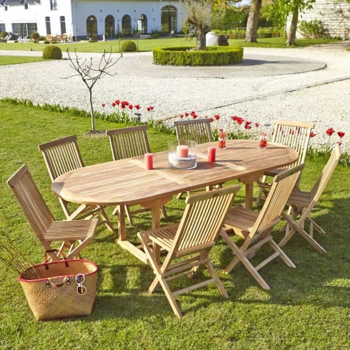 Salon de jardin en TECK BRUT QUALITE GRADE A 8/…  Achat / Vente salon