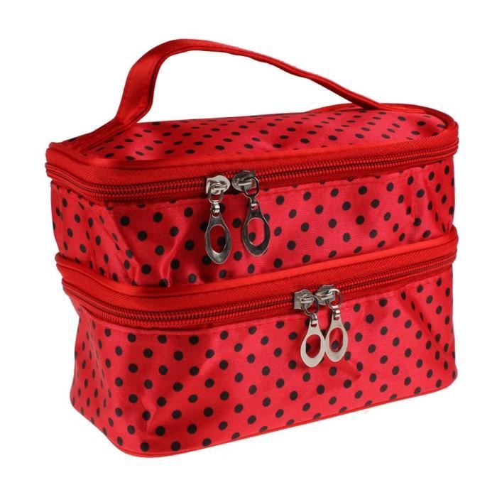 Sac Trousse Maquillage Etui Cosmetique Voyage Zipper Leopard rangement toilette Rouge Achat