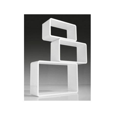 Étagère design Cube Set de 3 rectangle blanc Étagère en bois