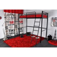 LIT COMBINE - LIT MEZZANINE Lit haut MINA 90 x 190 cm structure noir