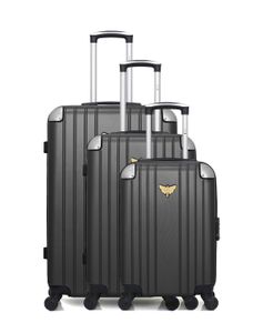 LES P'TITES BOMBES Set de 3 Valises Rigide ABS 4 Roues 49-59-68cm AMELIE noir