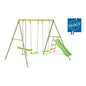 BALANCOIRE / PORTIQUE - AMCA Portique Métal 2,20 m équipé de 2 Balançoires et 1 Toboggan