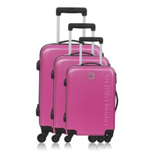 LES P'TITES BOMBES Set de 3 Valises Rigide Polycarbonate 4 Roues 50-60-69cm ADELE Rose