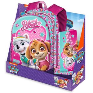 PAT PATROUILLE Sac ? Dos Borne + Trousse Plate - 9 ? 12 ans - Adolescent - Rose et Vert - Enfant Fille